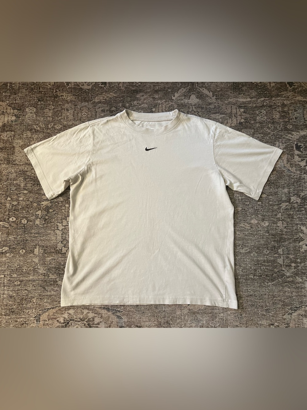 Nike Sportswear Essential Mini Swoosh Tee - Cream / Beige - Loose Fit XS